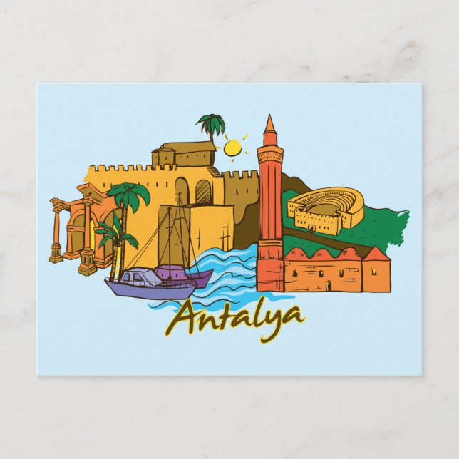 Postal Ciudad famosa de Antalya Turkey (Anverso)