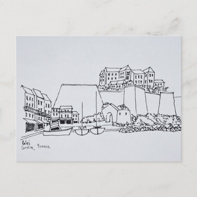 Postal Ciudad fortificada de Calvi | Córcega, Francia (Anverso)