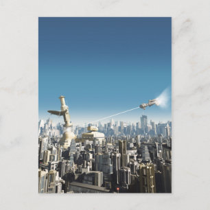 Postal Ciudad futura - torre que cae