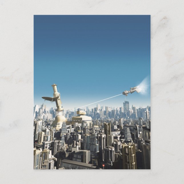 Postal Ciudad futura - torre que cae (Anverso)