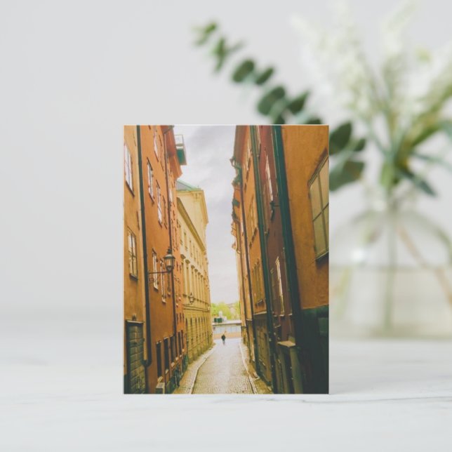 Postal Ciudad histórica, Gamla Stan, Estocolmo, Suecia (Anverso de pie)