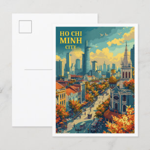 Postal Ciudad Ho Chi Minh Ilustracion de arte de Vietnam