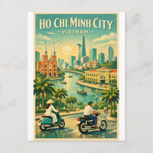Postal Ciudad Ho Chi Minh, Vietnam, en un clásico retro