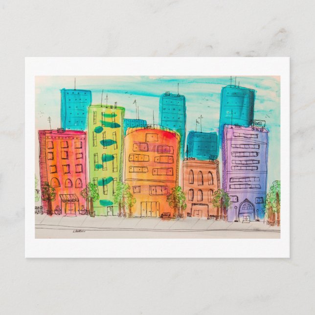 Postal Ciudad iluminada por el sol (Anverso)