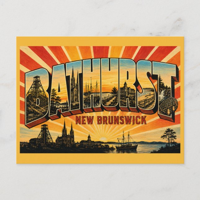 Postal Ciudad minera costera de Bathurst, Nuevo Brunswick (Anverso)
