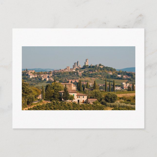 Postal Ciudad montañosa de San Gimignano, Toscana, Italia (Anverso)