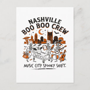Postal Ciudad Nashville Esqueleto Halloween Equipo de Enf