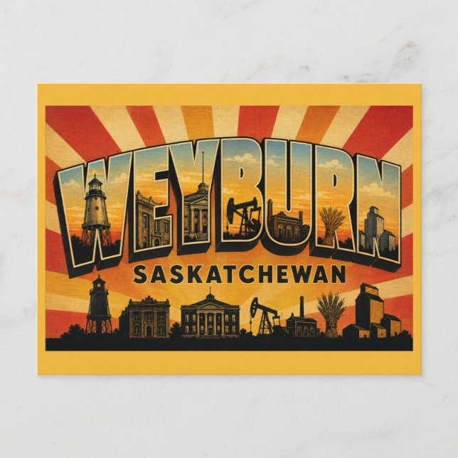 Postal Ciudad petrolera de Weyburn Saskatchewan (Anverso)