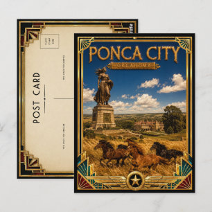 Postal Ciudad Ponca Oklahoma Arte Deco Vintage Edad de Or