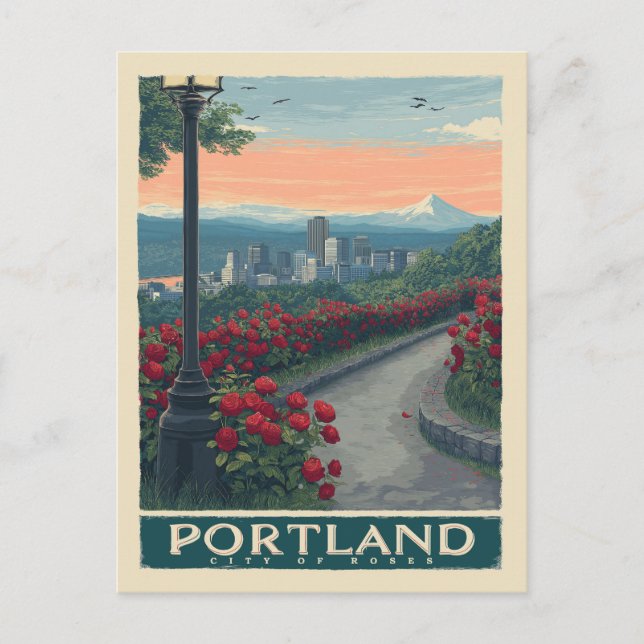 Postal Ciudad Portland de los Rosas - Jardín Rosa y Skyli (Anverso)