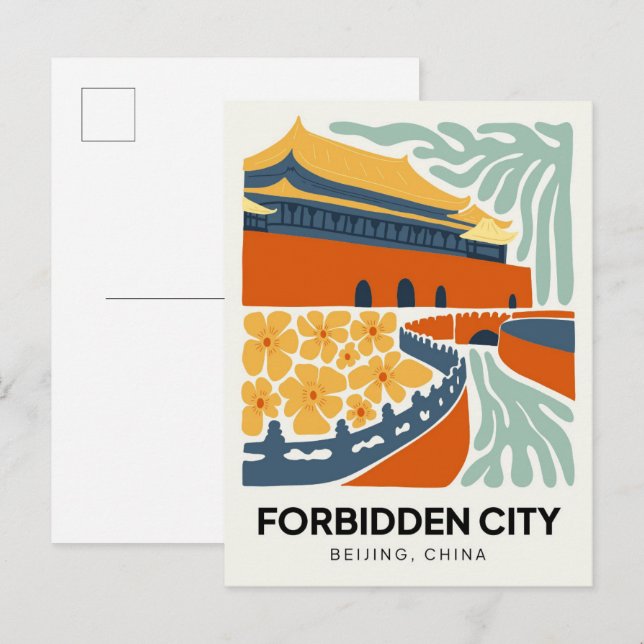 Postal Ciudad prohibida Beijing China viajes arte floral (Anverso / Reverso)