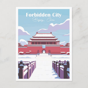 Postal Ciudad prohibida ilustracion de viaje de China