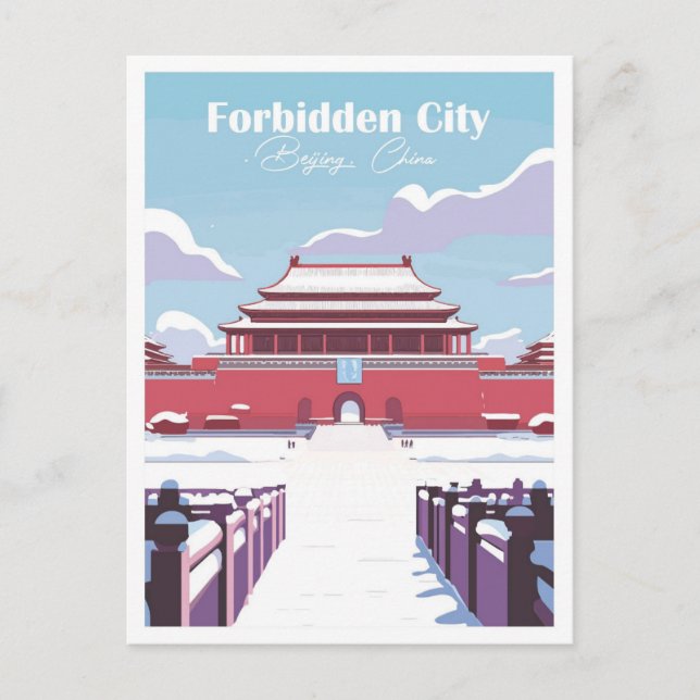 Postal Ciudad prohibida ilustracion de viaje de China (Anverso)