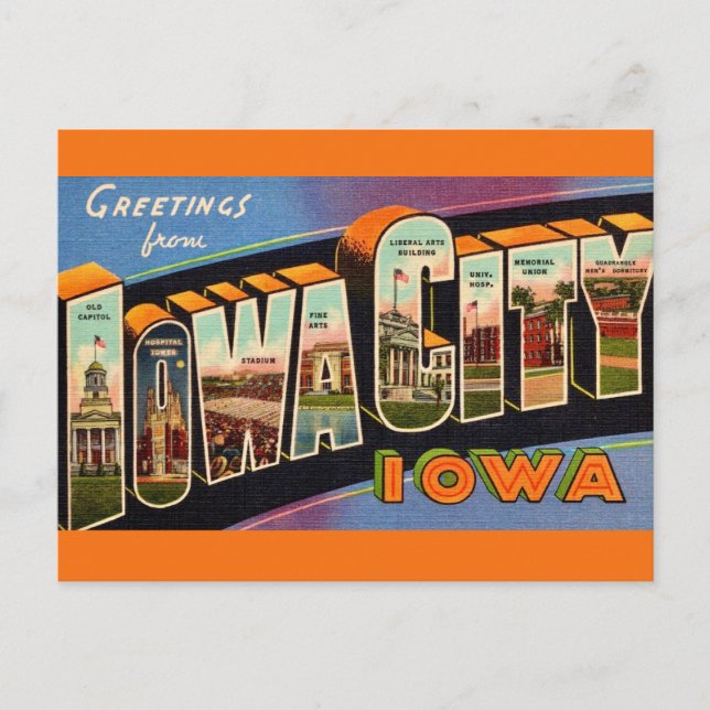 Postal Ciudad Retro Iowa (Anverso)