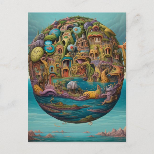 Postal Ciudad torcida Surrealismo del Pop Oceanic Lowbrow (Anverso)