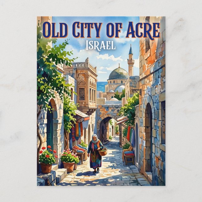 Postal Ciudad Vieja de Acre Israel (Anverso)