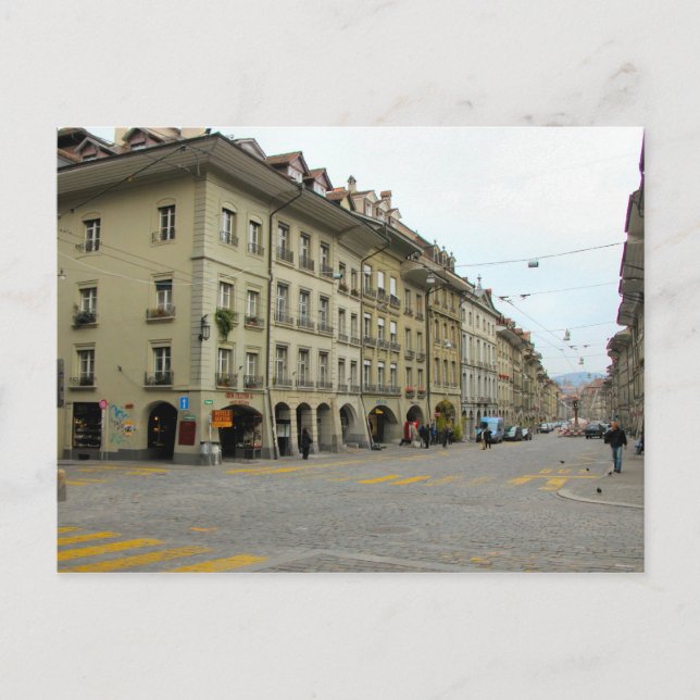 Postal Ciudad vieja de Berna - Calle comercial con arcada (Anverso)