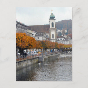 Postal Ciudad vieja de Lucerna - Iglesia jesuita frente a