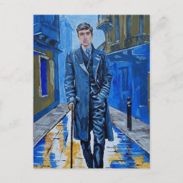 Postal Ciudad vieja, hombre, calle, bastón