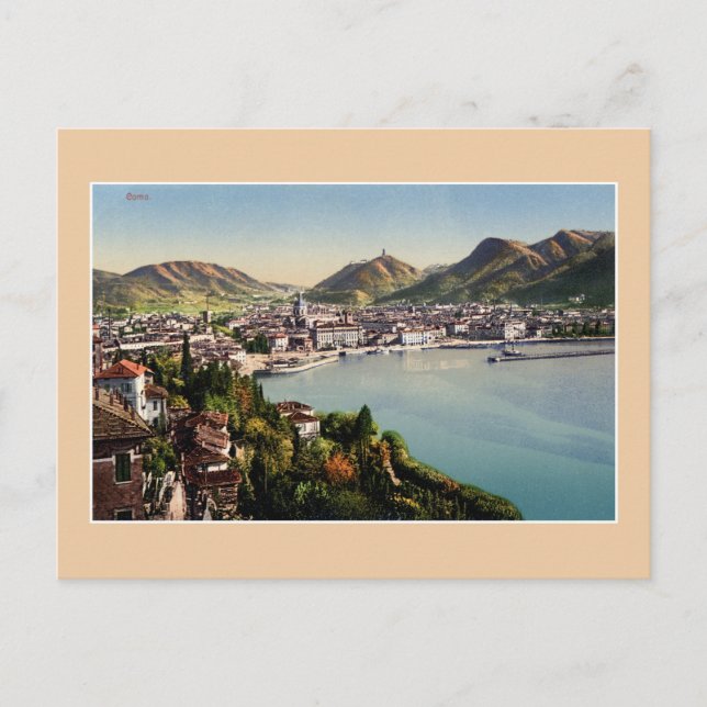 Postal Ciudad vintage de Como, Como Lake Italy (Anverso)