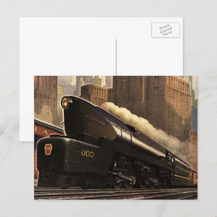 Postal Ciudad Vintage, tren dúplex T1 en vías férreas