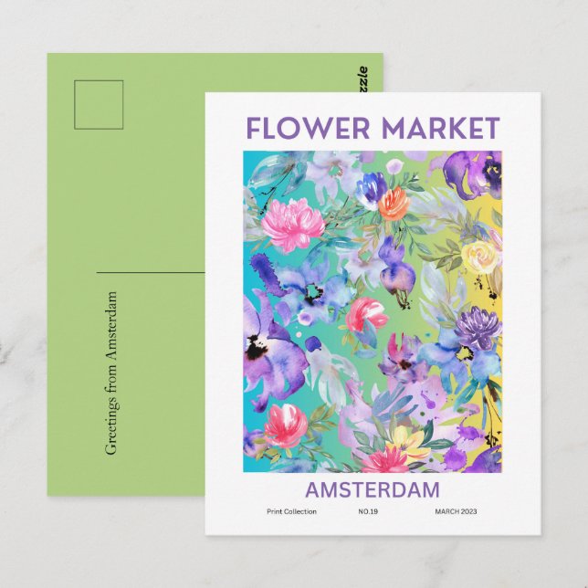 Postal Ciudades del mercado de las flores del mundo Ámste (Anverso / Reverso)