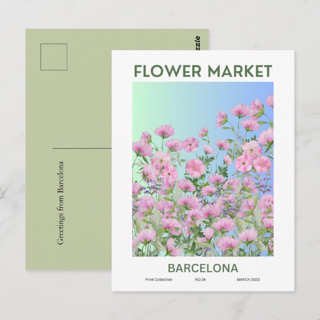 Postal Ciudades del mercado de las flores del mundo Barce (Anverso / Reverso)