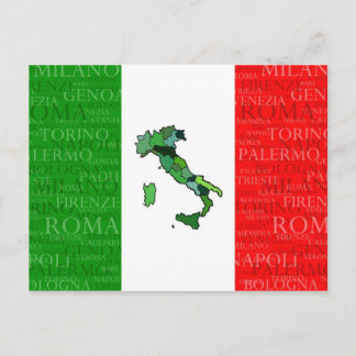 Postal Ciudades, mapa y bandera de Italia