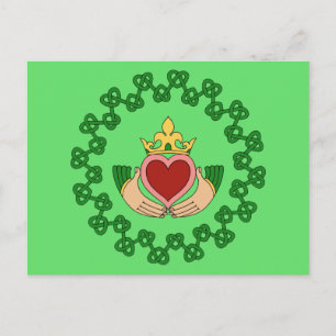 Postal Claddagh y Green Knotwork
