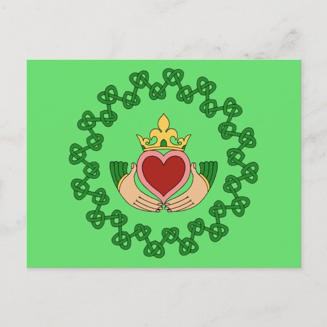 Postal Claddagh y Green Knotwork (Anverso)