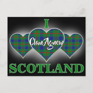 Postal Clan Agnew I Love Scotland Tartan Heart