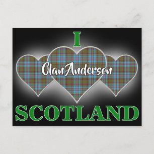 Postal Clan Anderson I Love Scotland Tartan Heart