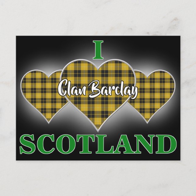 Postal Clan Barclay I Love Scotland Tartan Heart (Anverso)