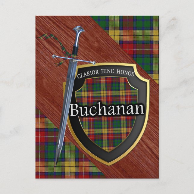 Postal Clan Buchanan Tartan Sword & Shield (Anverso)