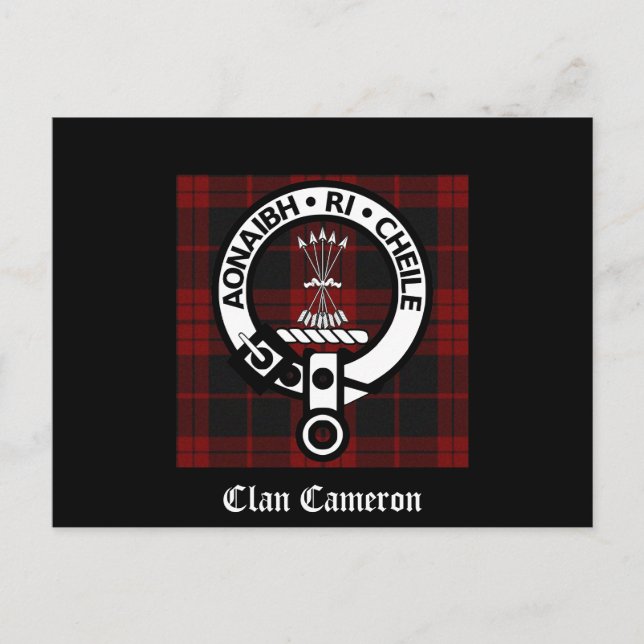 Postal Clan Cameron Escudo y Tartán (Anverso)