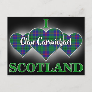 Postal Clan Carmichael I Love Scotland Tartan Heart