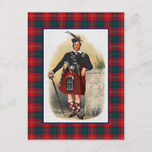 Postal Clan Chisholm Vintage Ilustracion Tartán Frame