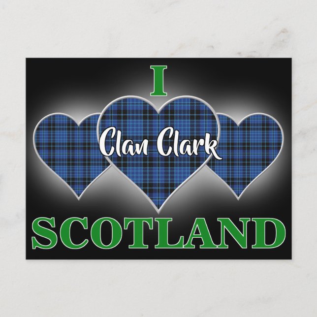 Postal Clan Clark I Love Scotland Tartan Heart (Anverso)