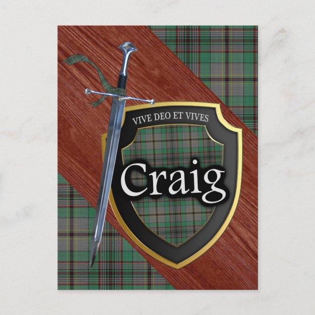 Postal Clan Craig Tartan Sword & Shield (Anverso)