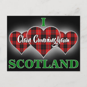 Postal Clan Cunningham I Love Scotland Tartan Heart
