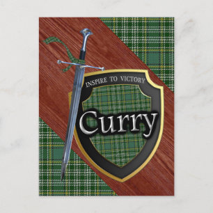 Postal Clan Curry Currie Tartan Sword & Shield
