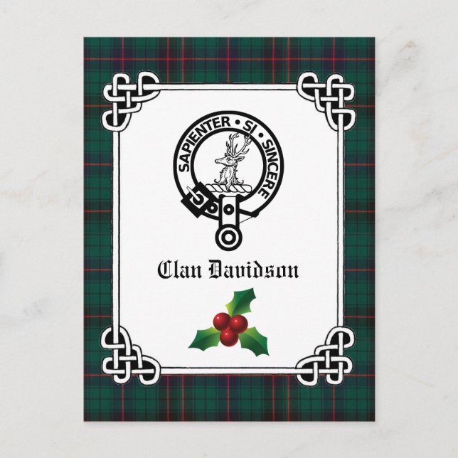 Postal Clan Davidson Escudo Badge & Tartan Holiday (Anverso)