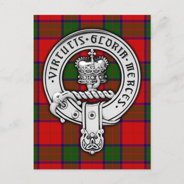 Postal Clan Donnachaidh (Robertson) Escudo y Tartán (Anverso)