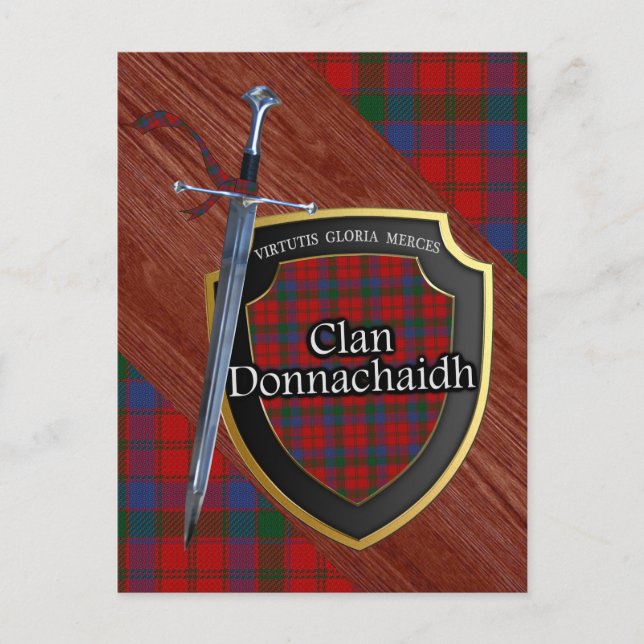 Postal Clan Donnachaidh Tartan Sword & Shield (Anverso)