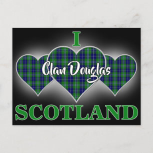 Postal Clan Douglas Me encanta el corazón de tartán de Es