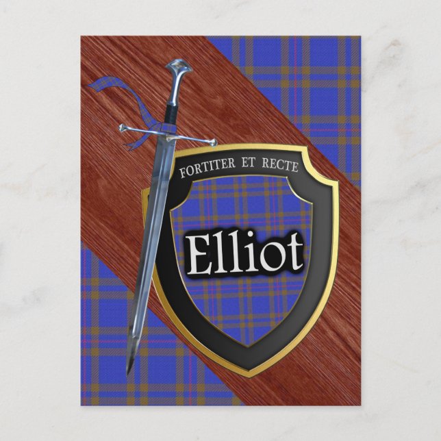 Postal Clan Elliot Tartan Sword & Shield (Anverso)