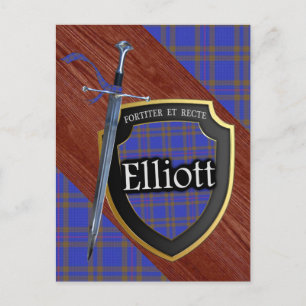 Postal Clan Elliott Tartan Sword & Shield