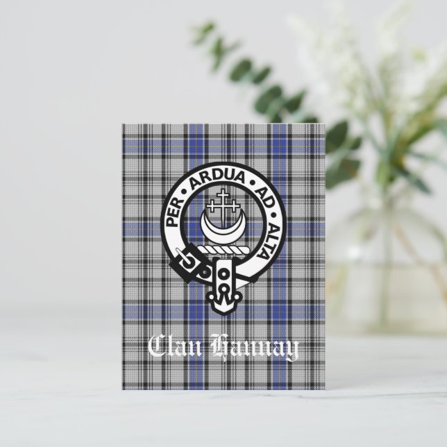 Postal Clan escocés Hannay Escudo Badge y Personalizado T (Anverso de pie)