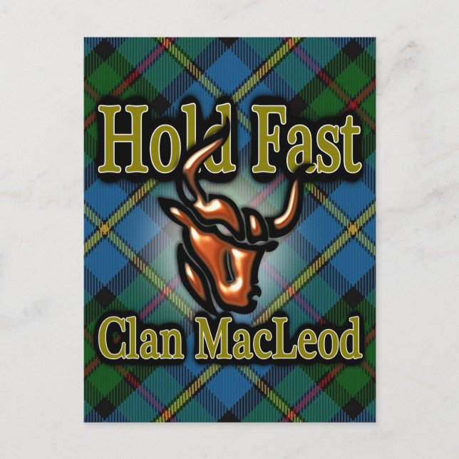 Postal Clan escocés MacLeod Hold Fast Tartán (Anverso)