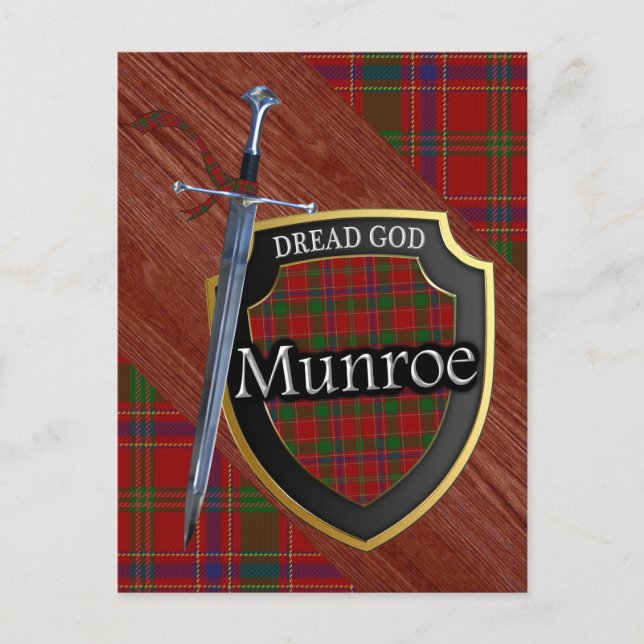 Postal Clan escocés Munroe Munro Tartán Escudo y espada (Anverso)